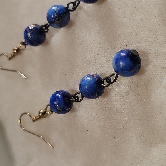 Blue Beaded Earrings - Picture 5 of 5